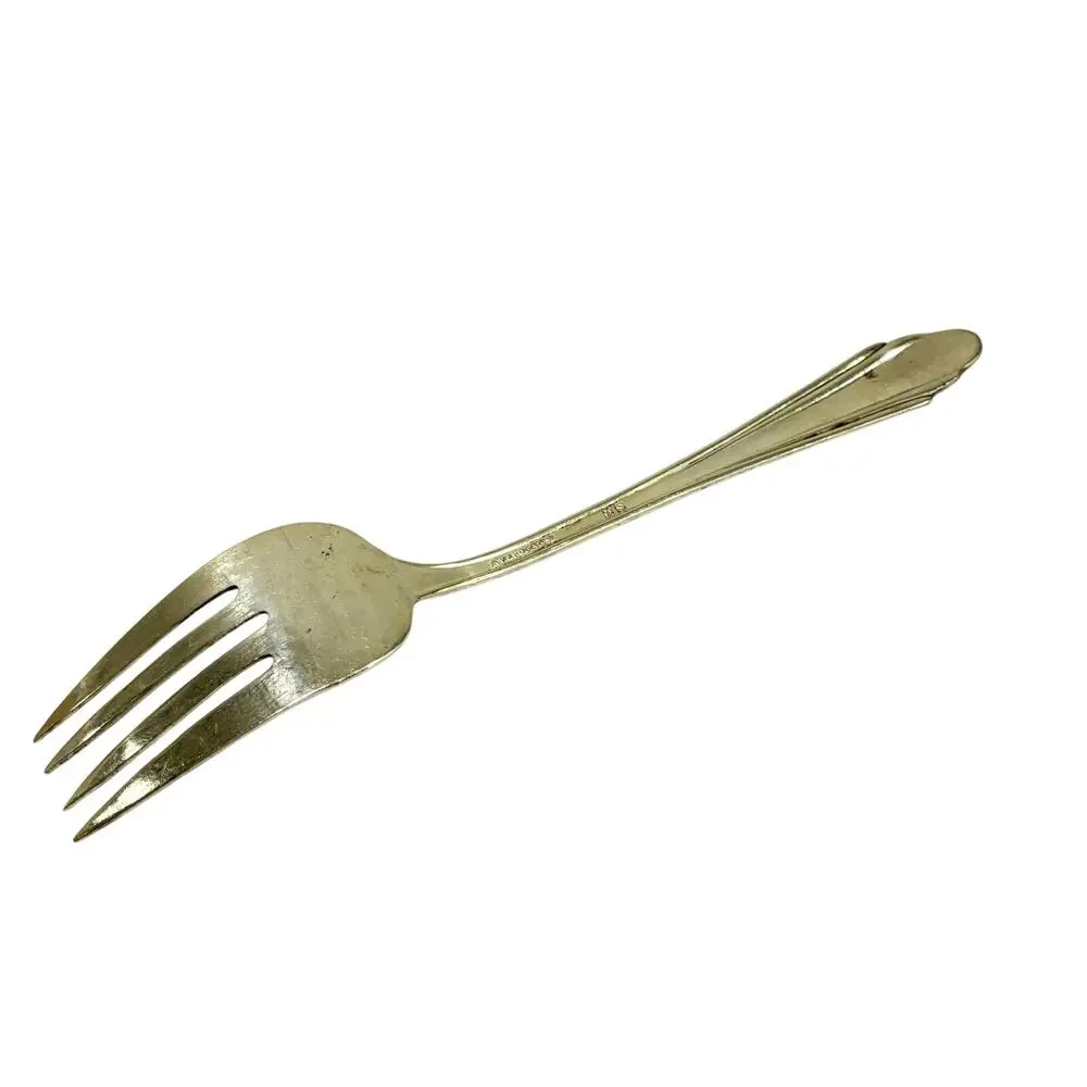 Vintage Silver Medium Solid Cold Meat Serving Fork Modern Rose 1949 IS Wm Rogers